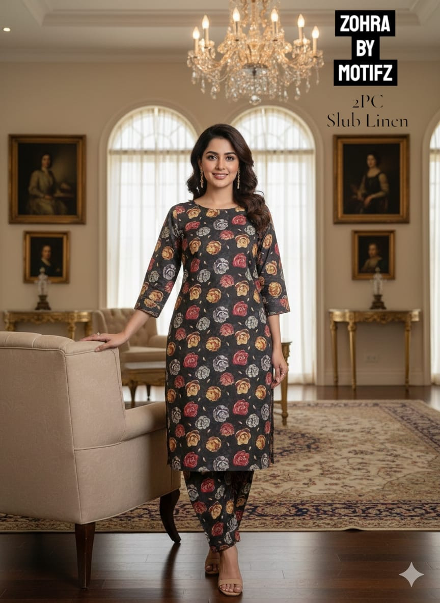 ZOHAR BY MOTIFZ AllOVER SLUB 2 PC LINEN COLLECTION ? ORIGINAL PRINTED