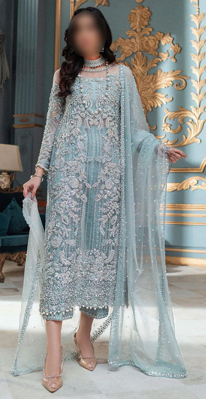 AGAIN AVAILABLE ON DEMAND  BRAN D LAAM Unstitch Replica  FABRIC NET Suit
